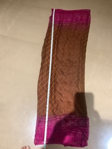Brand New Brown &amp; Pink Leheriya Saree