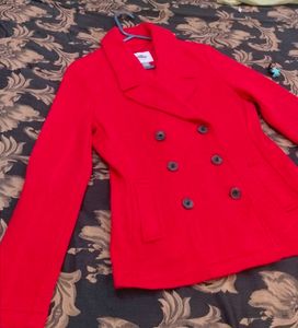 Navy Red Pea Coat