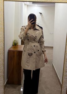 AYA MORIE CLASSIC BEIGE DRAPED TRENCH COAT