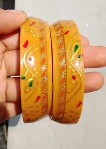 Vibrant Yellow Hand-Painted Bangles