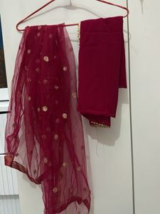 Lehnga with Embroidered Maroon Blouse