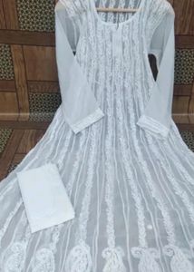 Chikankari Black Gown Dress With Inner.