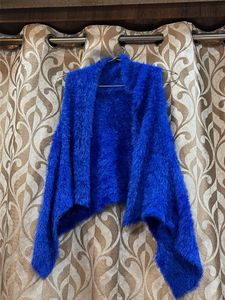 Vibrant Blue Fuzzy Knit Cardigan