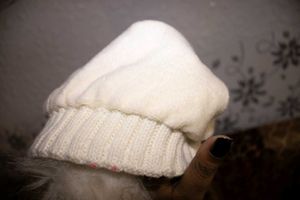 Cute White Winter Hat with Flowers