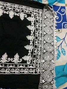Elegant Black Kurta with White Embroidery