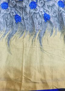 Elegant Grey Saree with Floral Embroidery