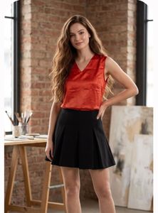 Satin V-Neck Sleeveless Top