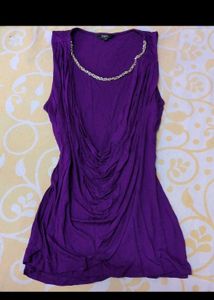 Purple Ruched Chain Detail Tank Top