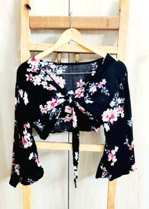 Floral Tie-Front Crop Top size-30-32