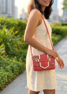 Chic Red Floral Crossbody Bag
