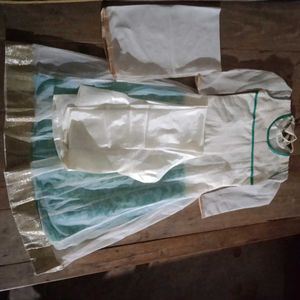 Elegant White &amp; Teal Gown