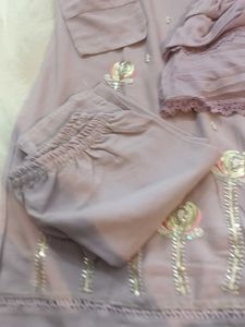 Embellished Kurta Set with Pants &amp; Dupatta