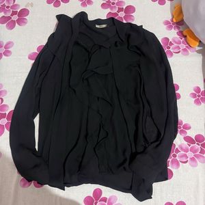 Stylish Black Ruffle Blouse