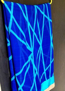 Royal Blue Geometric Print Saree