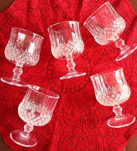 Set of 5 Crystal Cut Goblets