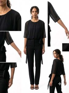 Stylish Black Pleated Tunic Top