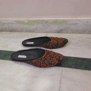 Embroidered Mules - Ethnic Flats