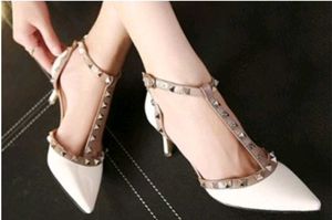 Women White Studded Stilletos Heels