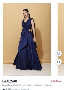 Royal Blue Crop Top  Saree