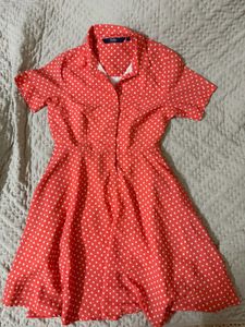 Coral-Pink 💞Polka Dress