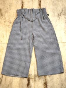 Blue Checkered Wide Leg Pants