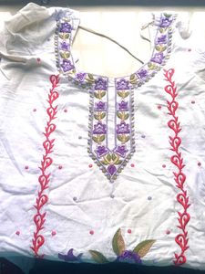 Beautiful white 🤍 embroidery Churidar