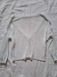White Knit Button-Up Cardigan