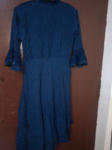 Blue Embroidered Frock For Women