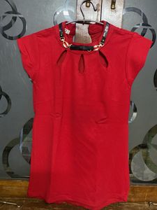 Red Cutout Detail Top