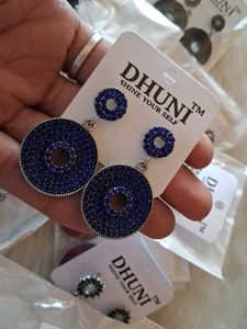 DHUNI Designer Blue Stone Earrings