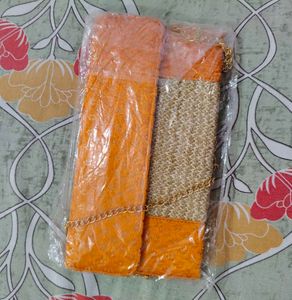 Orange & Gold Textured Clutch