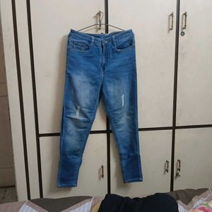 Blue Distressed Skinny Jeans