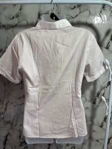 Pink Striped Button-Up Blouse