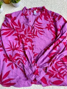 Vibrant Floral Print Button-Up Blouse