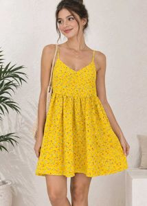 SHEIN Mustard Floral Dress