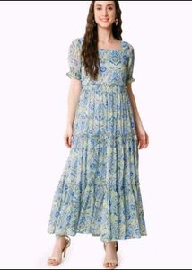 Blue N Green Flared Dress