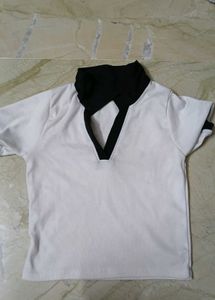 White &amp; Black V-Neck T-Shirt
