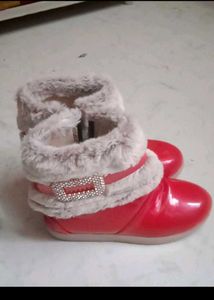 Cozy Red & White Faux Fur Boots