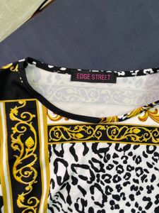 Chic Black &amp; Gold Print Dress