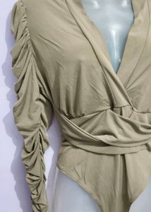 Chic Ruched Sleeve Bodysuit