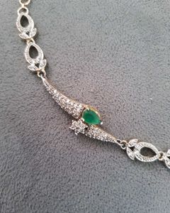 Elegant Emerald &amp; CZ Tennis Bracelet | Silver-Tone