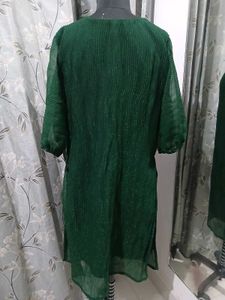 Dark Green Shimmer Designer Kurti – Size M