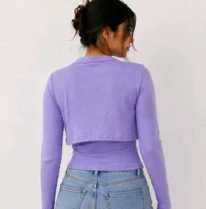 Lavender Ruched Cutout Crop Top