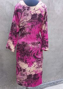 New Vibrant Pink Abstract Print Dress