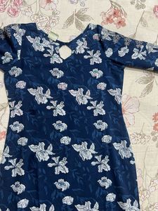 Navy Blue Floral Print Dress