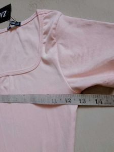 Chic Square Neck Pink T-Shirt