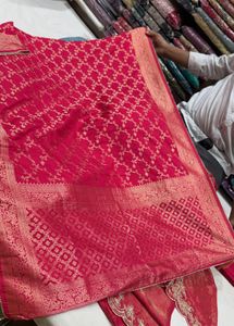 Elegant Pink Embroidered Kurta material