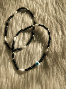 92.5 Silver Black Beads Payal For Women