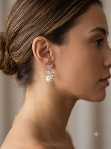 Elegant Pearl & Crystal Heart Earrings