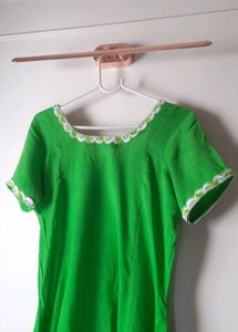Unused Fluroscent green Kurti with Lace Trim